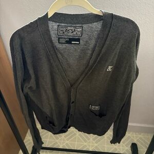 NEIGHBORHOOD Japan sz M Gray Light Weight Cardigan Vneck Long Sleeve